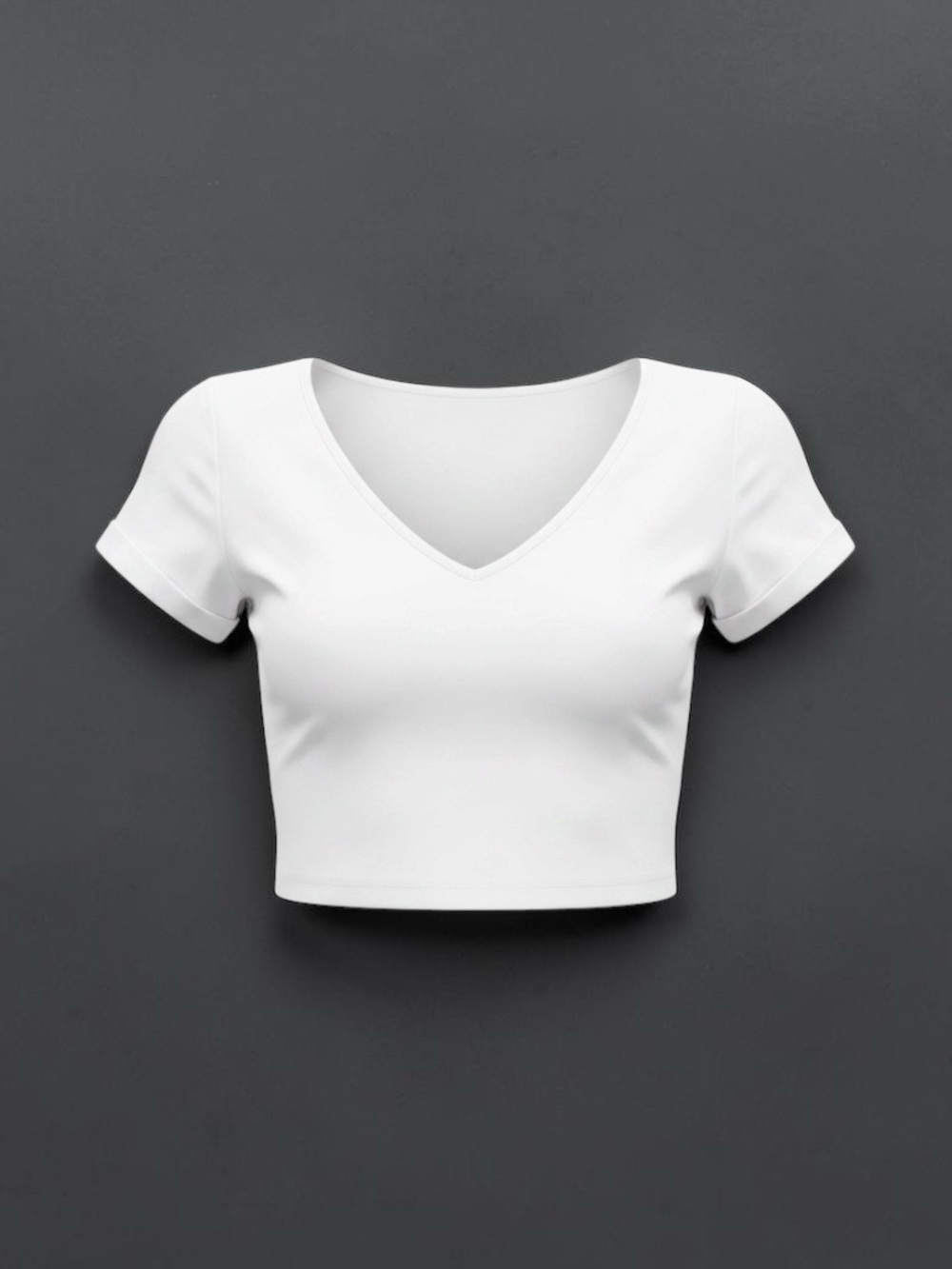 Forever 21 White Cropped V-Neck Tee